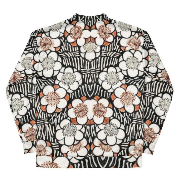 Floral Pattern Vintage Japanese Art Bomber Jackets. - Picture 5 of 10